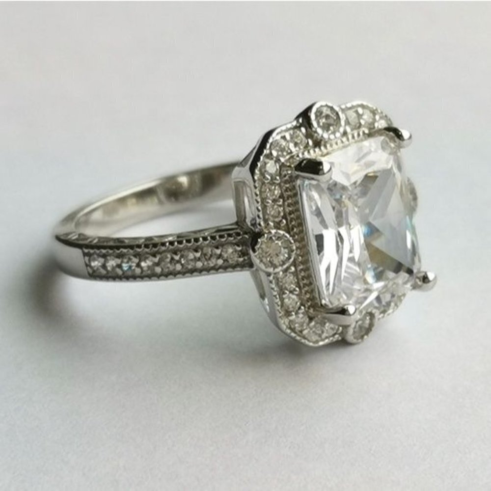Sterling silver cz engagement cocktail ring size 7 🆕 - Picture 7 of 9